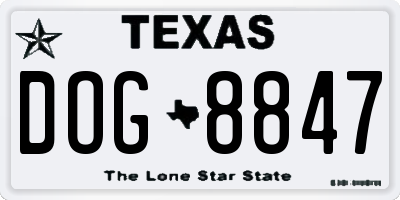 TX license plate DOG8847