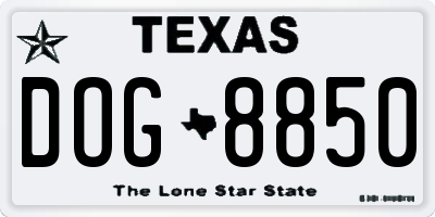 TX license plate DOG8850
