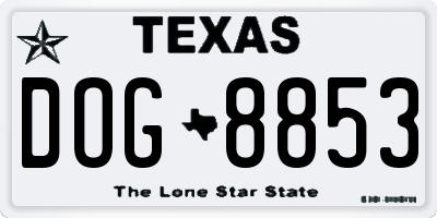 TX license plate DOG8853