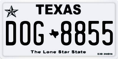 TX license plate DOG8855