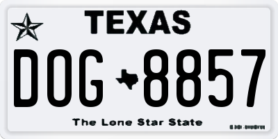 TX license plate DOG8857