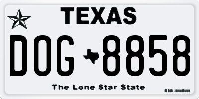 TX license plate DOG8858