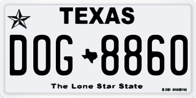 TX license plate DOG8860