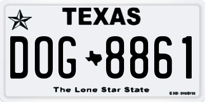 TX license plate DOG8861
