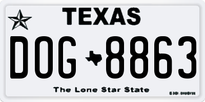 TX license plate DOG8863