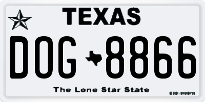 TX license plate DOG8866