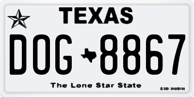 TX license plate DOG8867