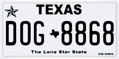 TX license plate DOG8868
