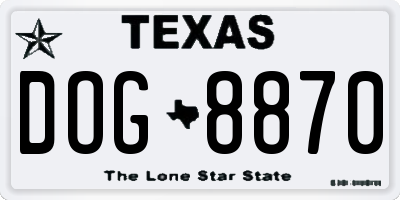 TX license plate DOG8870