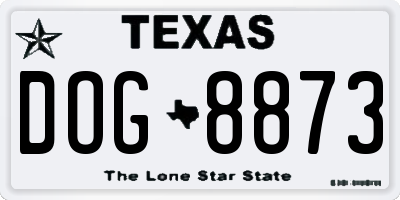TX license plate DOG8873