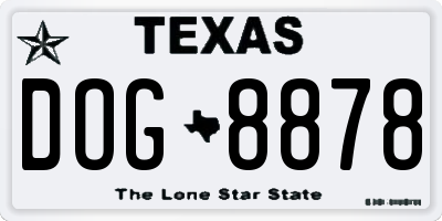 TX license plate DOG8878