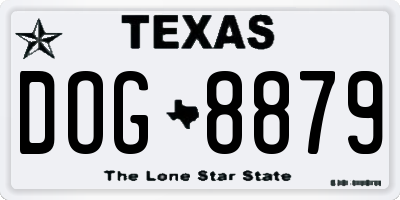 TX license plate DOG8879
