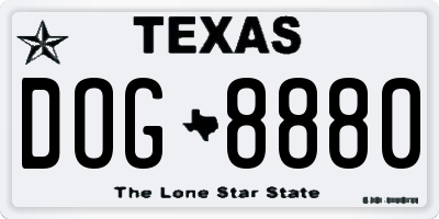 TX license plate DOG8880