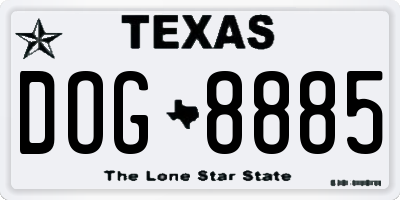 TX license plate DOG8885