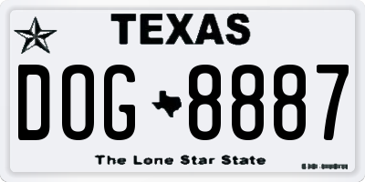 TX license plate DOG8887