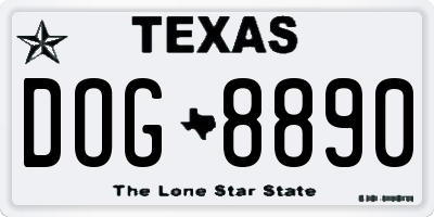 TX license plate DOG8890