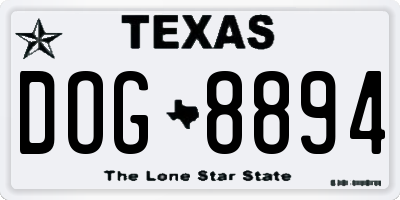 TX license plate DOG8894