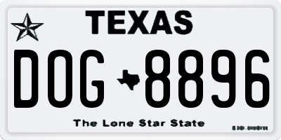 TX license plate DOG8896