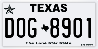 TX license plate DOG8901