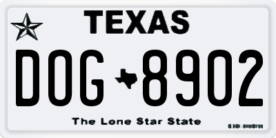 TX license plate DOG8902
