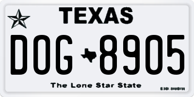 TX license plate DOG8905