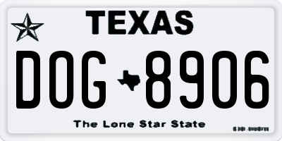 TX license plate DOG8906