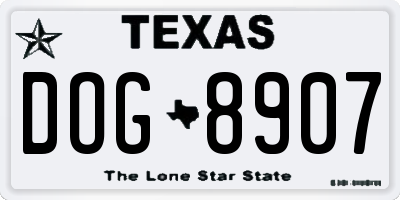 TX license plate DOG8907