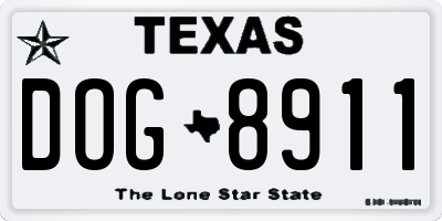 TX license plate DOG8911