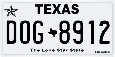 TX license plate DOG8912