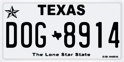 TX license plate DOG8914