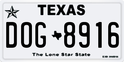 TX license plate DOG8916