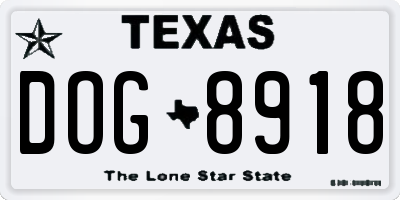 TX license plate DOG8918