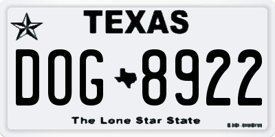 TX license plate DOG8922