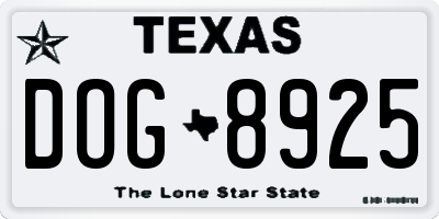 TX license plate DOG8925