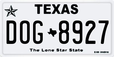 TX license plate DOG8927