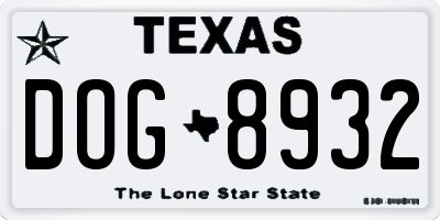 TX license plate DOG8932