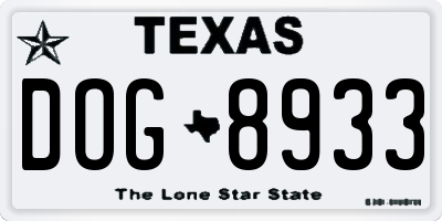 TX license plate DOG8933