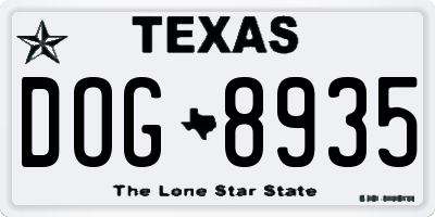 TX license plate DOG8935