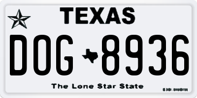 TX license plate DOG8936