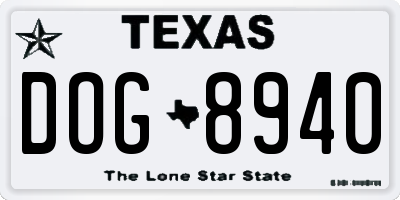 TX license plate DOG8940