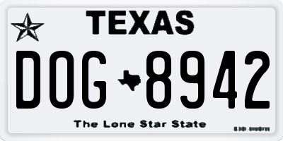 TX license plate DOG8942