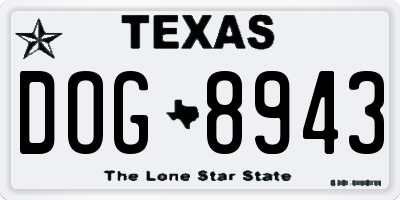 TX license plate DOG8943