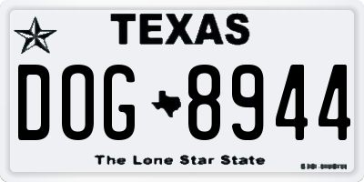 TX license plate DOG8944