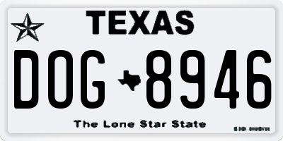 TX license plate DOG8946