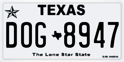 TX license plate DOG8947