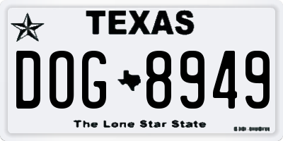 TX license plate DOG8949
