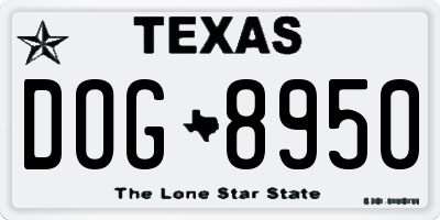 TX license plate DOG8950