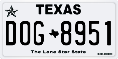 TX license plate DOG8951