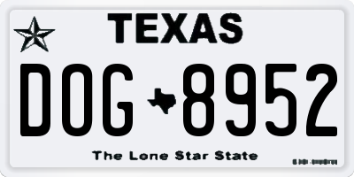 TX license plate DOG8952