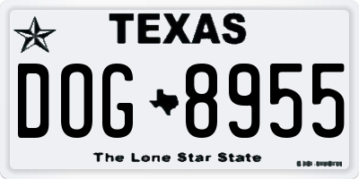 TX license plate DOG8955